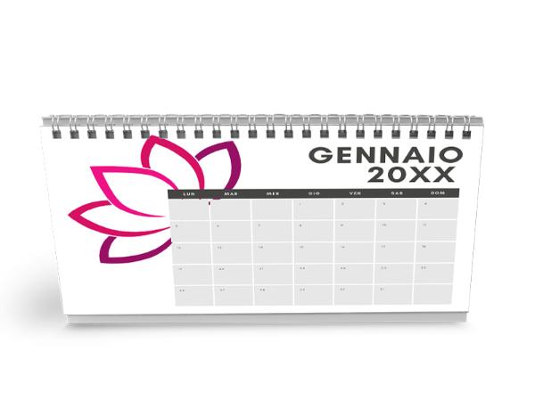 Calendario perpetuo da tavolo, supporto bianco con blocchi di data/mese  grigi a contrasto e dettagli a cuore